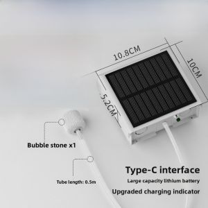 MONLEYTA | Outdoor Solar Powered USB Rechargeable Fish Pond Aerator Aquarium Air Pump Home Use Fish Breeding Small Oxygenator Machine