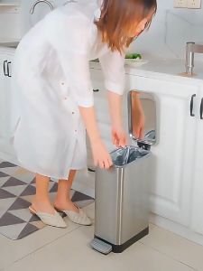HANA 18L Stainless steel garbage cans Household Pedal Bin Trash Can Mute Stainless Steel Kitchen Trash Bin with Liner European style fashion creative silent garbage cans