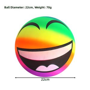 Rainbow 22cm PVC Bouncy Ball Inflatable Multicolor Play Ball Soft Ocean Ball for Kids Pool Game