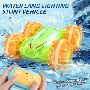 Amphibious RC Car for Kids 2.4 GHz Remote Control Boat Waterproof RC Monster Truck Stunt Car 4WD Remote Control Vehicle Boys Girls Gifts All Terrain Water Beach Pool Toy