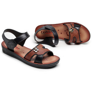 New Arrival Ladieswear Sandals Wedge Summer Plastic Middle-Aged Womens Shoes Plaid Flats Casual Outdoor Breathable Peep Toe Velcro