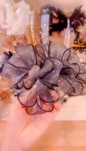 Y2E2noa Black Mesh Bow Rhinestone Hair Claw Vintage Elegant Hair Clamp Hairpin Shark Clips For Women Fashion Hair Accessories
