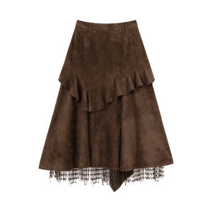 XXNING | Váy Dài A-Line Retro Pháp Viền Rút