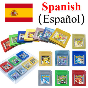 Bandai | Spanish ESP Version 16 Bit Video Game Console Cartridge GBC Game Card Pokemon Series Blue Crystal Golden Green Red Silver Yellow