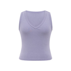 Summer Basic V-neck Slim-fit Stretch Womens Tank Top