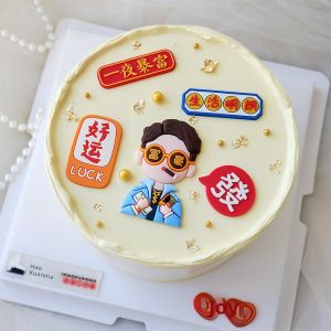 Soft Rubber Wealthy Man Figurine Good Luck Money Success Adult Male Cake Decoration Dessert Costume Festival Supplies Gifts