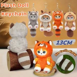 Cute Cat Shark Plush Doll Keychain Cartoon Shark Cat Fluffy Soft Stuffed Toy Pendant Birthday Gift