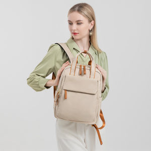 MINGKE กระเป๋าเป้สะพายหลังสำหรับผู้หญิง 13 นิ้ว กระเป๋าแล็ปท็อป 14 นิ้ว สะพายหลัง ไม่มีโลโก้กันน้ำ สำหรับนักเรียน ความจุมากทันสมัย