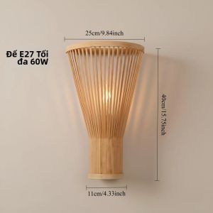 JOYINLED Đèn Treo Tường Bằng Tre E27 Đèn Tường Trang Trí Phòng Ngủ Mộc Mạc Đèn Chiếu Sáng Mây Tre Đan Cổ Điển Cho Phòng Khách Đèn Treo Tường Đầu Giường