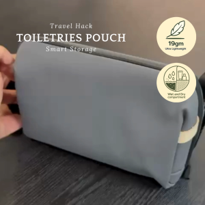 【SG SELLER STOCK] Travel Toiletries Bag Waterproof Smooth Zip Top Handle Hanging Internal Dip Dry & Wet Compartment for Men Women Accessories Pouches