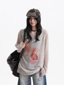 zuocisankon | Youthful Design Fruit Print Semi-Transparent Slimming T-shirt