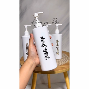 Hiraya Ph Liquid Soap Bottle Dispenser Plastic White Pump Refillable Container for Kitchen & Bath Hand Soap Lotion for Hotel Resort