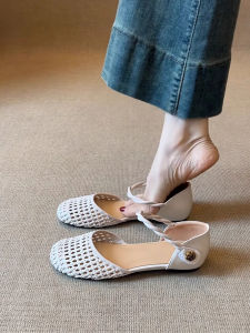 MIFULIAN | Lace French Braid Design Camellia Flat Sandals