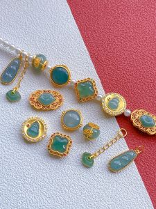 สร้อยข้อมือ DIY สร้อยคอจี้ลูกแพร์ธรรมชาติ ทองคำชุบเงินโบราณ S925 ลูกปัดหยกฤดูใบไม้ผลิฤดูร้อนฤดูใบไม้ร่วงฤดูหนาว