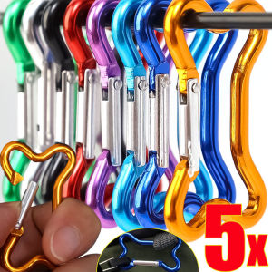 5Pcs Bone-Shaped Carabiner Thick Aluminum Alloy Backpack Water Bottle Buckle Multi-functional Mountaineering Camping Quick Suspension Carabiner Hook