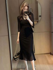 XUECAIQI | French Style Slim Fit Mermaid Long Dress