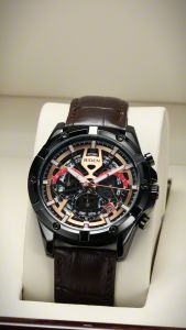 BIDEN Jam Tangan Pria Ori Multifungsi Kalender Dial Berongga Tali Kulit Anti Air Jam Tangan Cowok