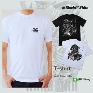 เสื้อลายไทยประยุกต์ Black&Whiteเสื้อยืด cotton100%