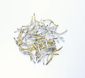 50pcs Sliver Gold Copper Curved Tube Spacer Beads Connectors Loose Beads For DIY Jewelry Making Bracelet Necklace Accessories