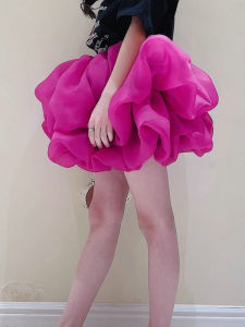 Dragon Fruit Tutu Skirt for Girls Summer Thin New Korean Style Childrens Fashion Versatile Half Bloom Fluffy Skirt Polyester