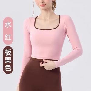 Áo Tập Yoga Dài Tay Mùa Thu Đông Cho Nữ Áo Tập Pilates Thể Thao Nhanh Khô Áo Tập Thể Dục Có Đệm Ngực Áo Tập Thể Dục