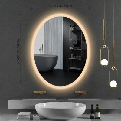 Oval Fogproof Bathroom Mirror with Lights Touchscreen