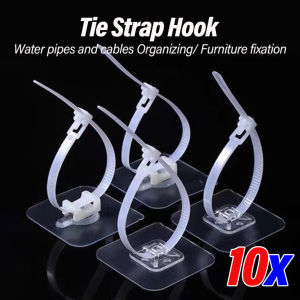 YESPERY 10Pcs Tie Strap Hook Wire Water Pipes Wall Holder Punch-free Self-adhesive Cabinet Anti-falling Tie Fixture