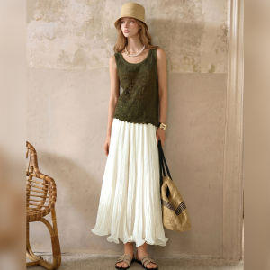 Pleated New High-Waist Slim A-Line Long Skirt