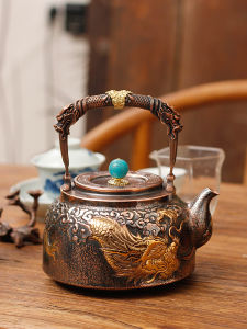 XINLONGTANG | Ấm Pha Trà Bằng Đồng Mạ Vàng Handcrafted Thickened Cao Cấp