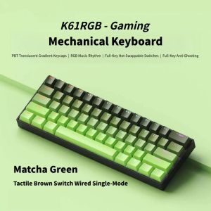 NexusClick 61 Keys Brown Switch Gaming Keyboard Wired Mechanical Hot Swappable RGB Backlit PBT Keycaps Esports Keyboard Work