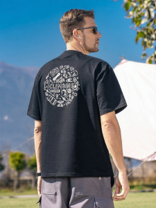 Enjeolon | Heavyweight Cotton Loose Fit Graffiti Style Rock Climbing Print Summer T-shirt 230g