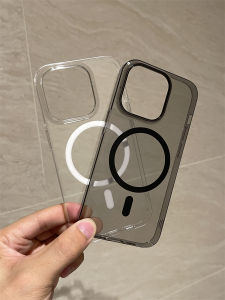Ultra-Thin Transparent Magnetic Wireless Charging  15Promax Phone Case High Sensation Max Black Grey Hard Protective Shell