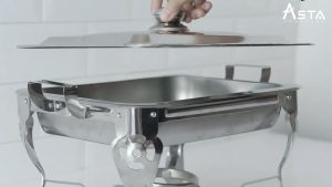 Asta Wadah Makanan Stainless Steel Panci Prasmanan Chafing Dish Dengan Pemanas
