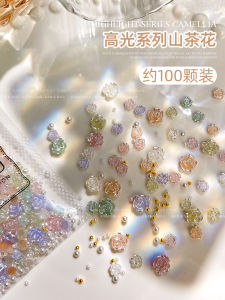 Kanou Nail Art Series High Gloss Camellia Nail Decorations 3D Silver Edge Resin Rose Flower Accessories Long Lasting Comfortable