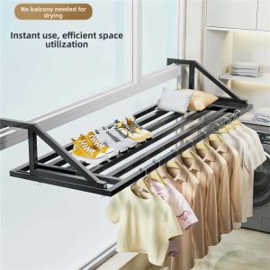 Balcony Clothes Drying Rack Adjustable Window Shelf