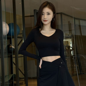 Womens Yoga Fitness Sports Wear Short Sleeve Top Long Sleeve Slimming Sports T-Shirt with Chest Pad Autumn Winter New Style