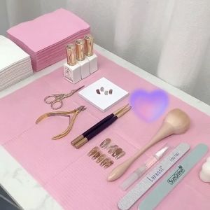 Alas Meja Seni Kuku Manicure Set Tool Salon Pad Cushion Nail Table Mat Nail Polish Handheld Table Mat 一次性纹清洁垫片 桌垫