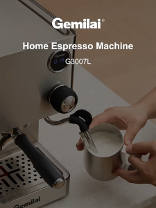 Gemilai CRM3007L Semi-Automatic Espresso Coffee Machine Professional Pump Pressure Extraction with Visual Pressure Gauge Small Commercial & Household Use One‑Touch Start for Espresso Extraction Mode