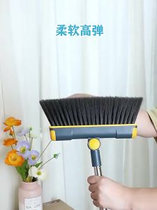 SPOT RESERVE Broom and dustpan set 2 in 1 broom dustpan set Swivel broom windproof dustpan foldable for standing storage