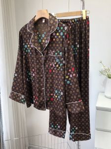 2025 New Ice Silk Sleepwear Womens Spring Autumn Long Sleeve Home Clothes Set Luxury Feelings Outerwear Summer Autumn