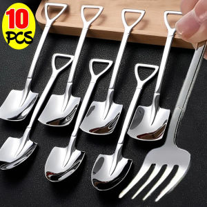 【 Xzxinzhan】ส้อมเหล็กไร้สนิมและช้อน10/1ชิ้นช้อนรูปพลั่วสร้างสรรค์ช้อนส้อมอาหารว่างชุดเครื่องใช้บนโต๊ะอาหารอุปกรณ์โต๊ะสำหรับบ้านสคูปไอศกรีม