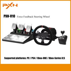 PXN V10 3 IN 1 Force Feedback Racing Wheel Gaming Steering Wheel Volante pc With Hall Magntic Pedals For PC Computer/PS4/XBOX