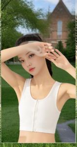 Áo Ngực Thể Thao Mùa Hè Mới Có Khóa Kéo Áo Ngực Bó Sát Yoga Áo Ngực Bó Sát Áo Ngực Ngắn Màu Trơn Bằng Sợi Nylon Ngọt Ngào