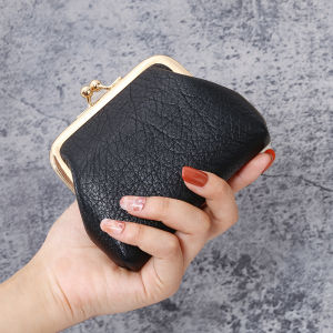 Retro Coin Purse Short Wallet for Women Cute Buckle Candy Color Handbag Hard Coin Bag Youth Fashion PU Leather Horizontal Shape