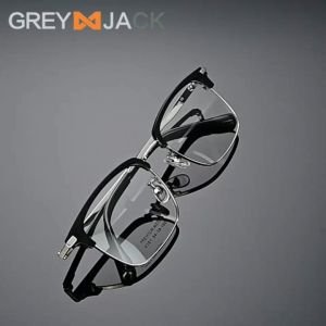 Grey Jack Frame Kacamata Model Kotak Half Frame Ringan Simple TR90+Metal Fashion Pria dan Wanita Bisa Minus Antiradiasi Blueray Photocromic Bluecromic New 8061