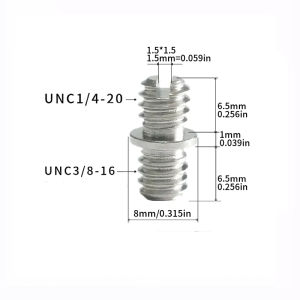 2/4PCS Stainless Steel Double Head Transfer Screws 1/4-20 to 3/8-16 Thread Adapter Monopod Male to Male Conversion Screws