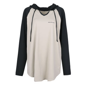 Áo Thun Nữ Cỡ Lớn Maxrun Màu Tương Phản Có Mũ Trùm Đầu Chạy Bộ Quần Áo Thể Dục Quần Áo Yoga Dài Tay Mùa Thu Đông Thoáng Khí Nhanh Khô