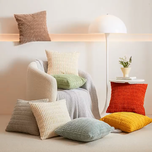 Corduroy fabric wheat ear 3D pattern pillow cover 45x45cm - minimalist modern home sofa decorative cushion cover