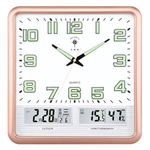 Polar Star Square Creative Night Light Living Room Wall Clock Luxury Minimalist Large Calendar Quartz Clock Home Decor