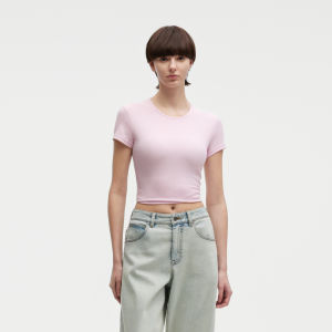 Bananain | Breathable Short Sleeve Slim Fit Square-Neck White T-Shirt